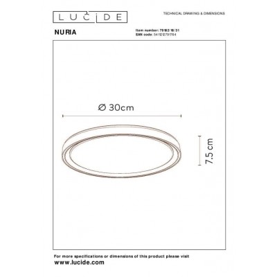 LED Ceiling Lamp NURIA Ø30cm Dimmable 2700K White