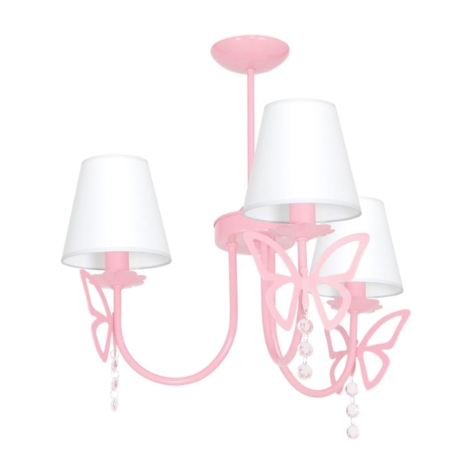 Childrens Multi-Light Pendant Lamp Charlotte with shade 3xE14 Ø62cm Pink