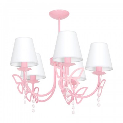 Children's Multi-Light Pendant Lamp Charlotte with shade 5xE14 Ø62cm Pink