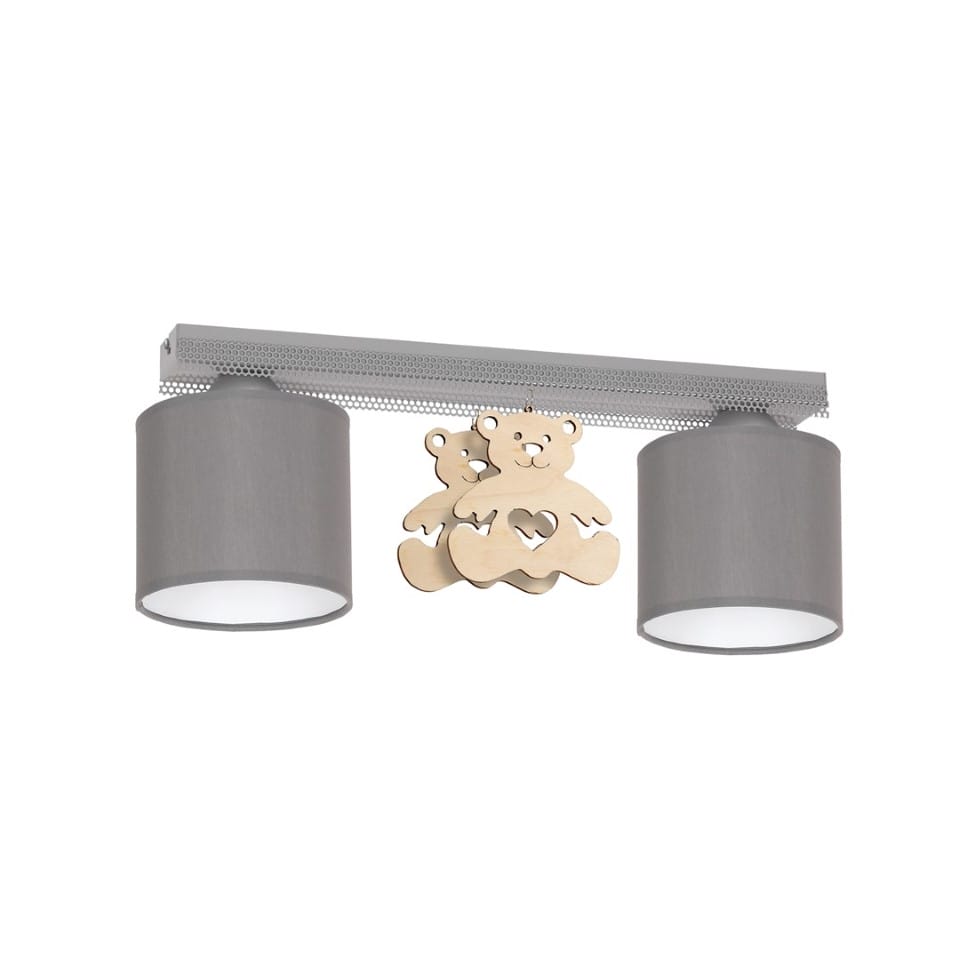 Childrens Multi-Light Ceiling Lamp Miś with shade Grey