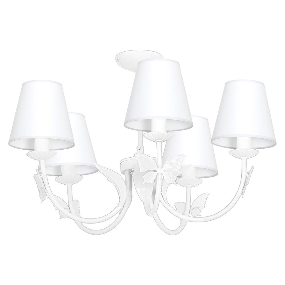 Childrens Multi-Light Pendant Lamp Alice with shade 5xE14 Ø62cm White