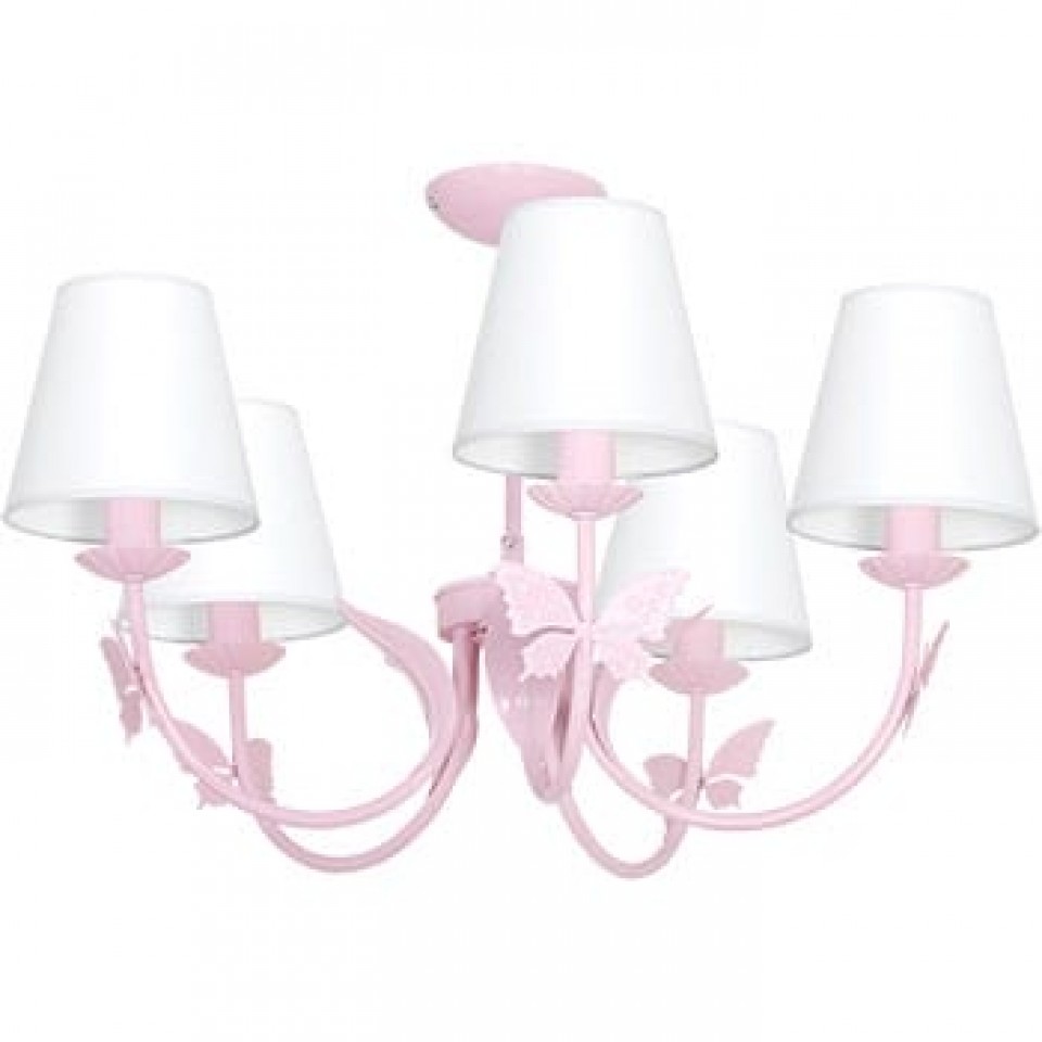 Childrens Multi-Light Pendant Lamp Alice with shade 5xE14 Ø62cm Pink