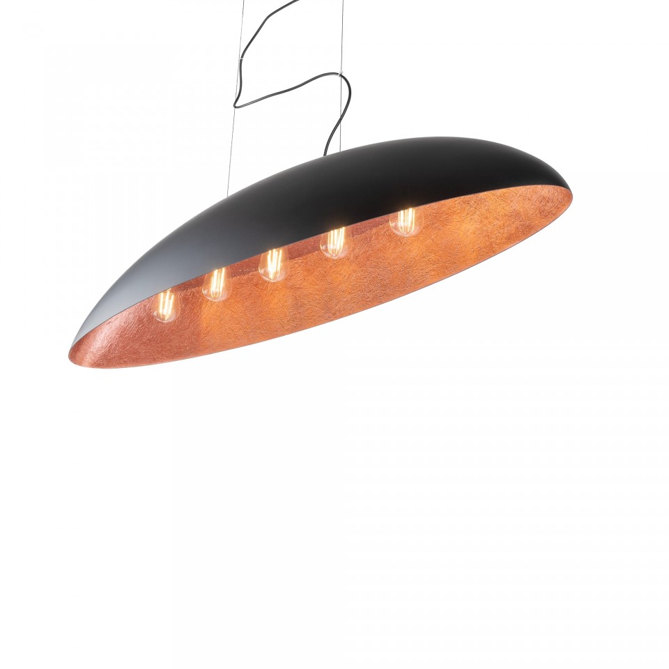 Multi-Light Pendant Lamp Canoe Black Satine Copper