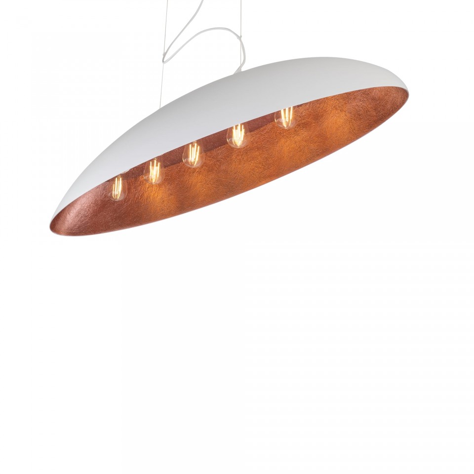 Multi-Light Pendant Lamp Canoe White Satine Copper