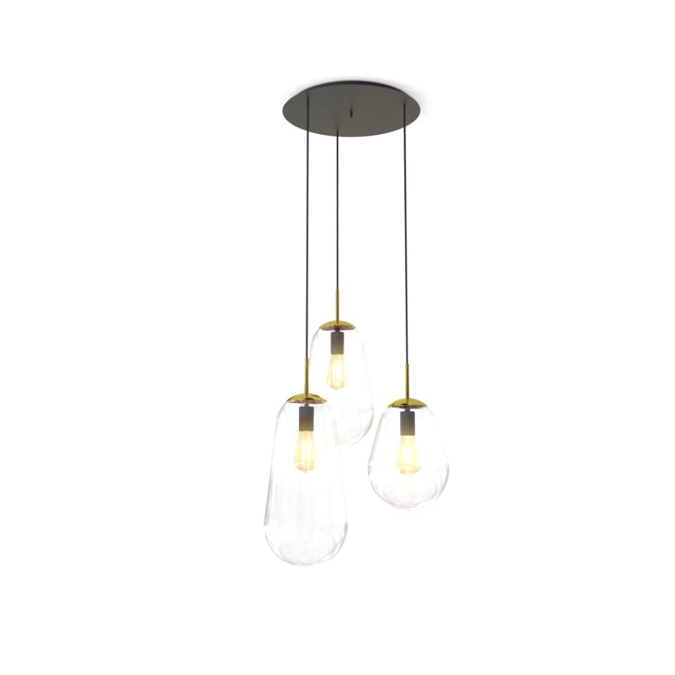 Multi-Light Pendant Lamp Pear Transparent Brass