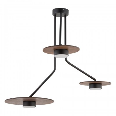 Ceiling Lamp Disk Black Dark wood