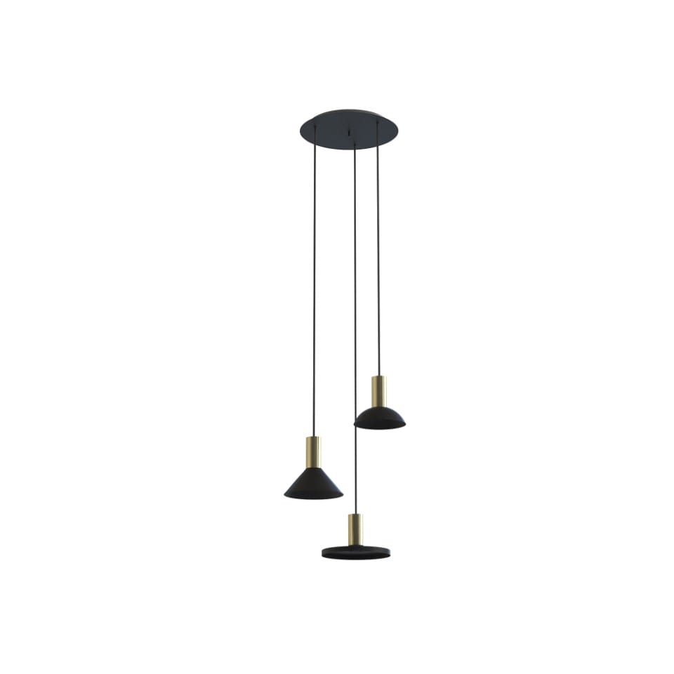 Multi-Light Pendant Lamp Hermanos Black Brass