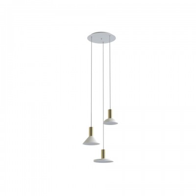 Multi-Light Pendant Lamp Hermanos White Brass
