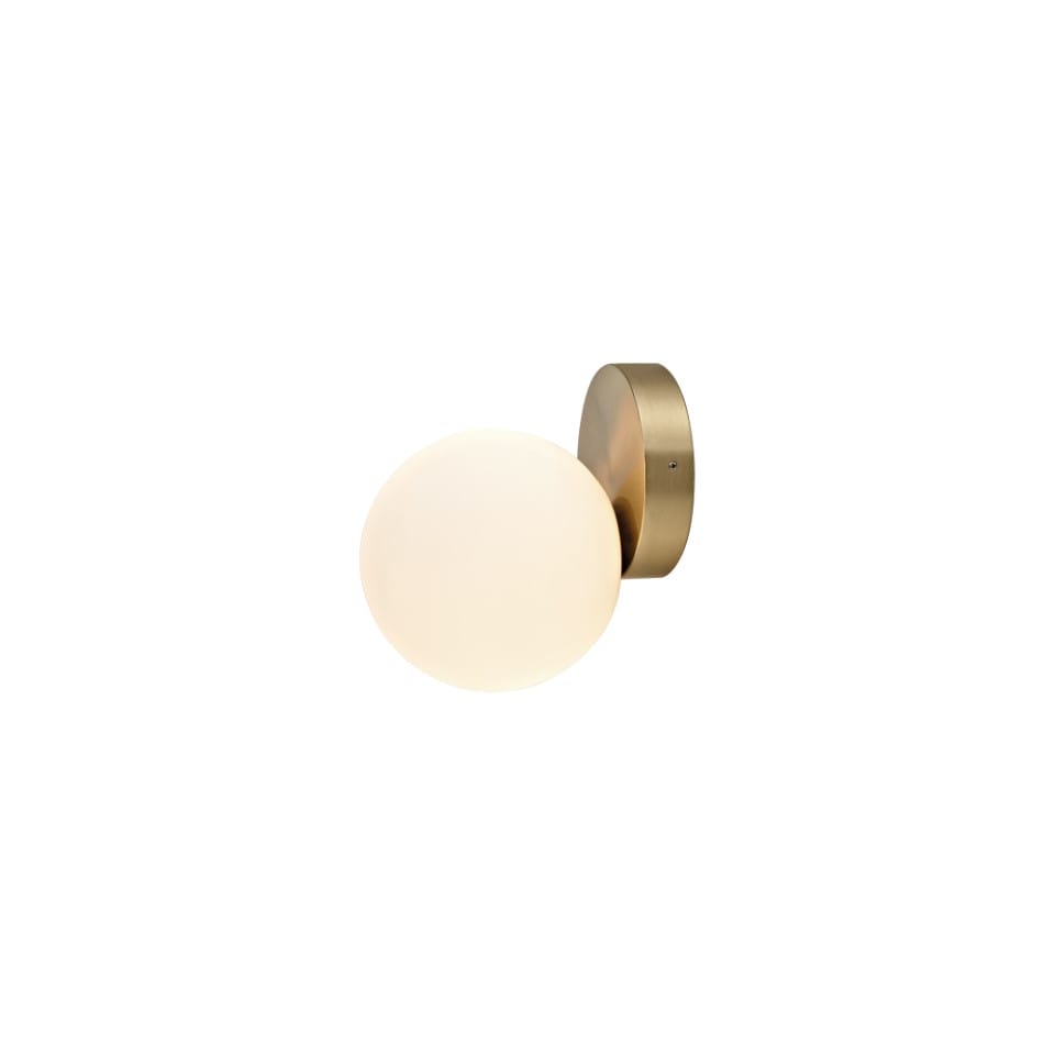 Wall Lamp Ice Ball IP44 Antique Brass White