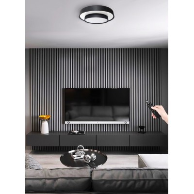 LED Φωτιστικό Οροφής Lorca Φ50cm Θερμό/Ημέρας/Ψυχρό με Τηλεχειριστήριο Μαύρο