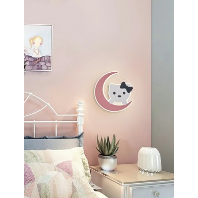 LED Παιδικό Απλίκα Τοίχου Pink Kitty Φ30cm Θερμό/Ημέρας/Ψυχρό Λευκό με Ροζ