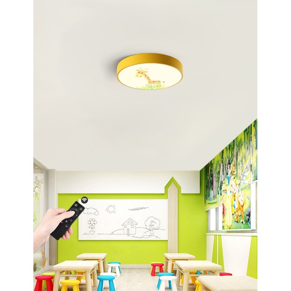LED Παιδικό Φωτιστικό Οροφής Giraffe Φ50cm Θερμό/Ημέρας/Ψυχρό με Τηλεχειριστήριο Κίτρινο