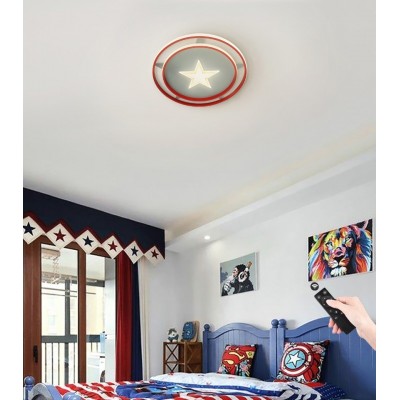 LED Παιδικό Φωτιστικό Οροφής Captain America Φ51cm Θερμό/Ημέρας/Ψυχρό με Τηλεχειριστήριο Μπλε με Κόκκινο