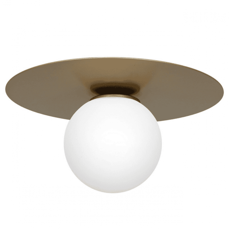Ceiling Lamp Flat Gold White Globe Φ20