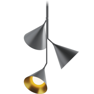 Κρεμαστό Φωτιστικό Πολύφωτο Rubi Pendant Trio Μαύρο Χρυσό