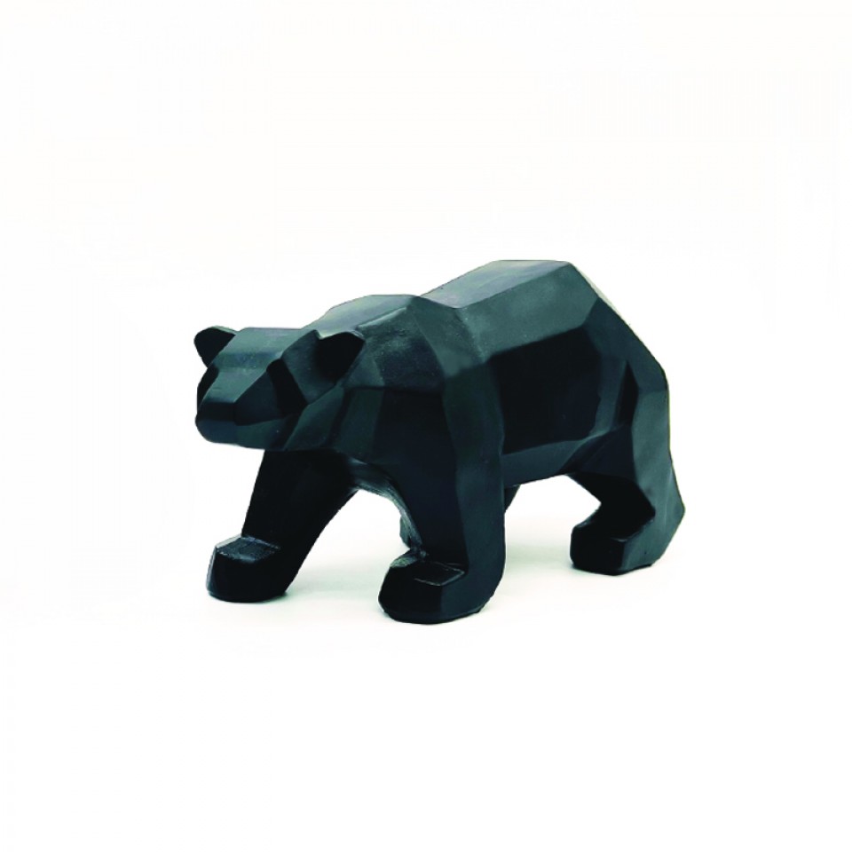 Διακοσμητικό Αρκούδα Πολυρητίνης 19x8x11cm Μαύρο