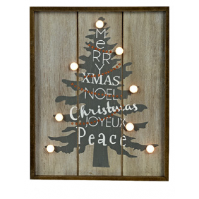 Χριστουγεννιάτικο Διακοσμητικό Κάδρο με Δέντρο και Φωτισμό 28x4x35cm #2