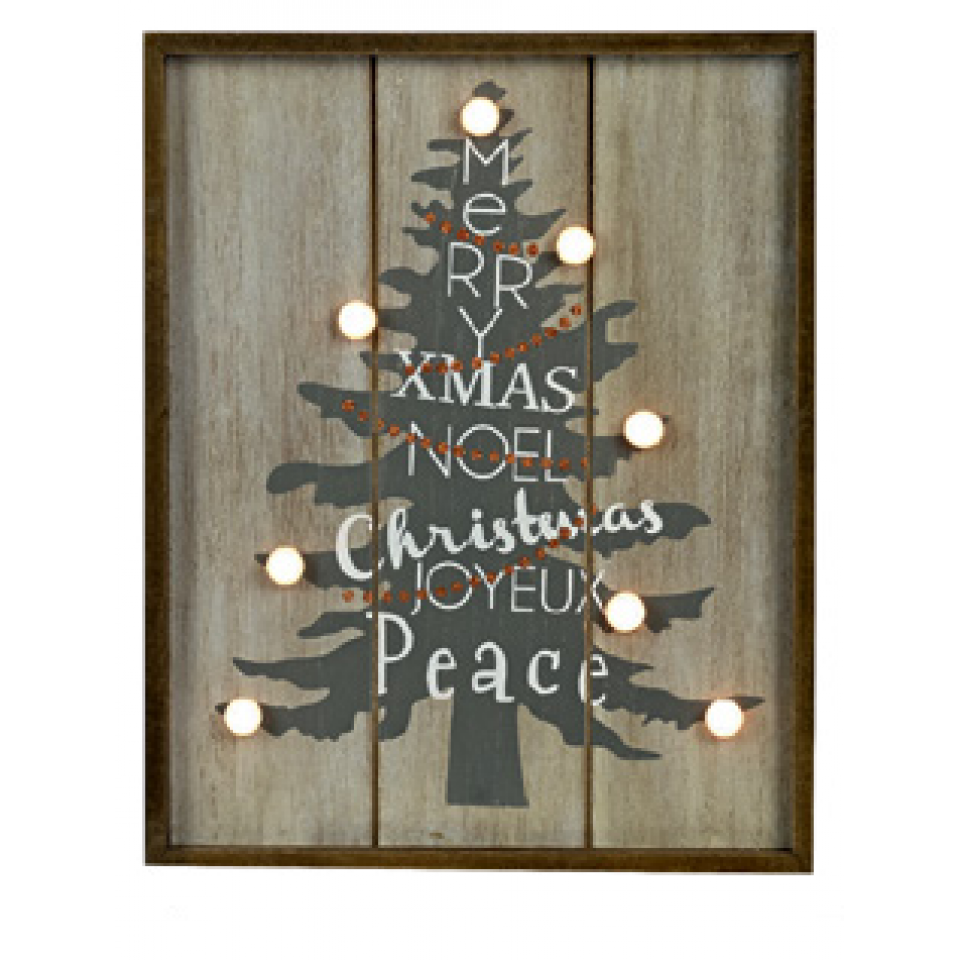 Χριστουγεννιάτικο Διακοσμητικό Κάδρο με Δέντρο και Φωτισμό 28x4x35cm #2