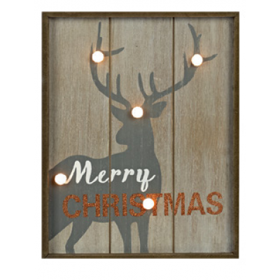 Χριστουγεννιάτικο Διακοσμητικό Κάδρο με Ελάφι και Φωτισμό 28x4x35cm #3