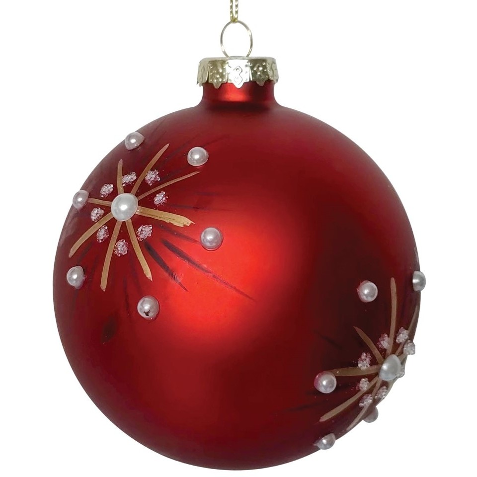 Κόκκινη Γυάλινη Χριστουγεννιάτικη Μπάλα 8cm / Σετ 6 τμχ
