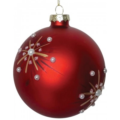 Κόκκινη Γυάλινη Χριστουγεννιάτικη Μπάλα 10cm