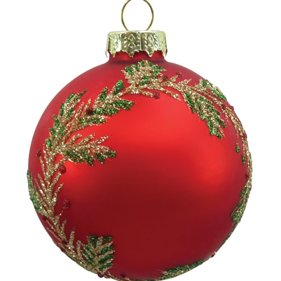 Κόκκινη Γυάλινη Χριστουγεννιάτικη Μπάλα 10cm / Σετ 6 τμχ