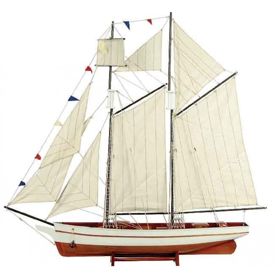 Ξύλινο Παραδοσιακό Καράβι Χρώμα Λευκό - Καφέ 50 x 95 x 45(h)cm