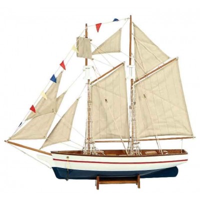 Ξύλινο Παραδοσιακό Καράβι Χρώμα Λευκό - Μπλέ 50 x 95 x 45(h)cm