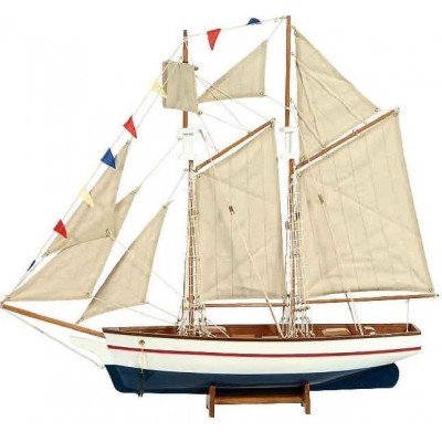 Ξύλινο Παραδοσιακό Καράβι Χρώμα Λευκό - Μπλέ 120 x 19 x 110(h)cm