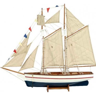 Ξύλινο Παραδοσιακό Καράβι  Χρώμα Λευκό - Μπλέ 150 x 23 x 136(h)cm