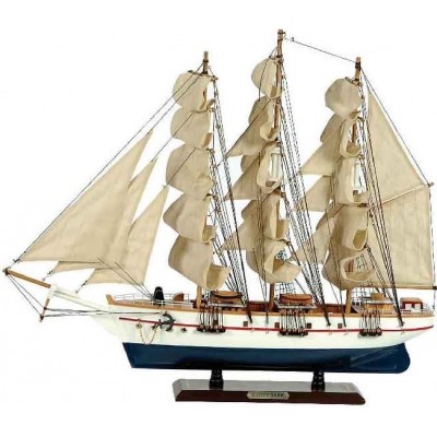 Ξύλινο Παραδοσιακό Καράβι 120 x 19 x 97 (H) cm Χρώμα Λευκό-Μπλέ
