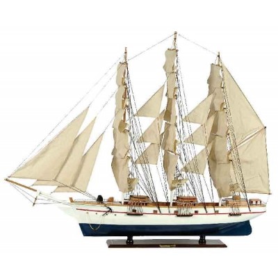 Ξύλινο Παραδοσιακό Καράβι 150 x 23 x 124 (H) cm Χρώμα Λευκό-Μπλέ