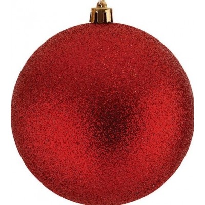 Κόκκινη Πλαστική Χριστουγεννιάτικη Μπάλα Με Glitter 10cm / Σετ 4 τμχ
