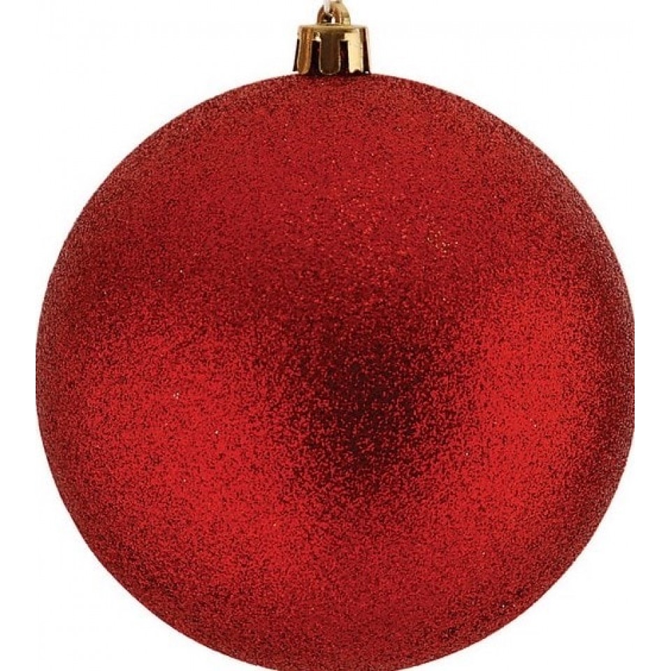 Κόκκινη Πλαστική Χριστουγεννιάτικη Μπάλα Με Glitter 10cm