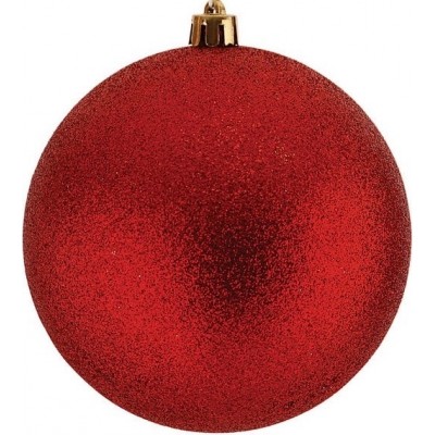 Κόκκινη Πλαστική Χριστουγεννιάτικη Μπάλα Με Glitter 8cm / Σετ 6 τμχ