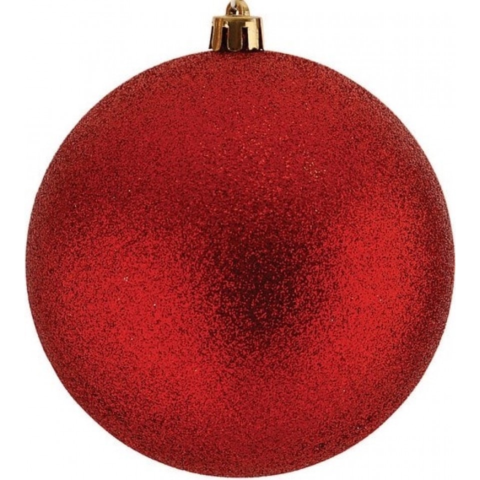 Κόκκινη Πλαστική Χριστουγεννιάτικη Μπάλα Με Glitter 8cm