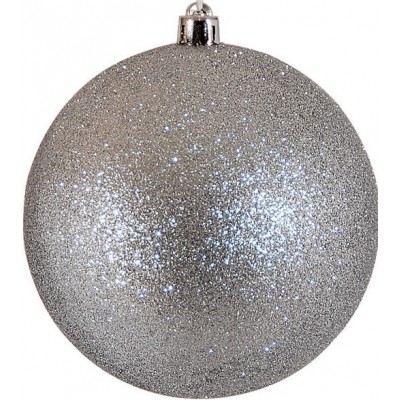 Ασημί Πλαστική Χριστουγεννιάτικη Μπάλα Με Γκλίτερ 6cm