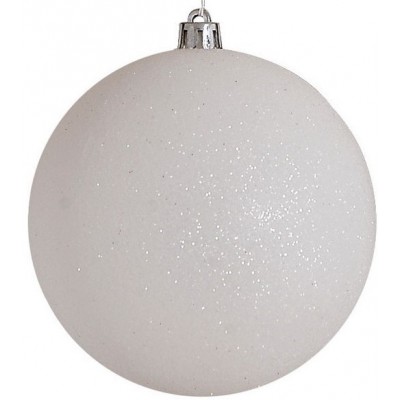 Λευκή Πλαστική Χριστουγεννιάτικη Μπάλα Με Γκλίτερ 10cm / Σετ 4 τμχ