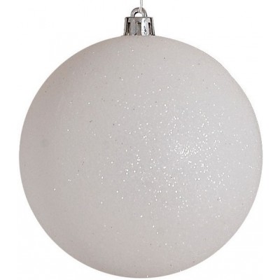Λευκή Πλαστική Χριστουγεννιάτικη Μπάλα Με Γκλίτερ 8cm / Σετ 6 τμχ