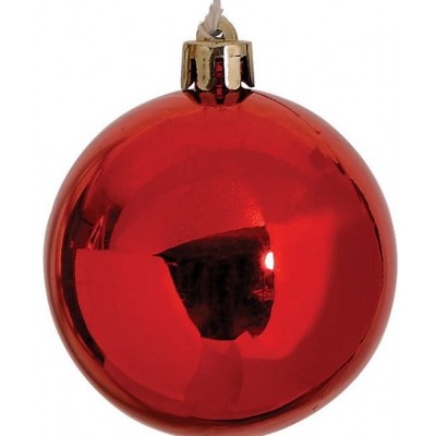 Κόκκινη Πλαστική Γυαλιστερή Χριστουγεννιάτικη Μπάλα 6cm / Σετ 12 τμχ