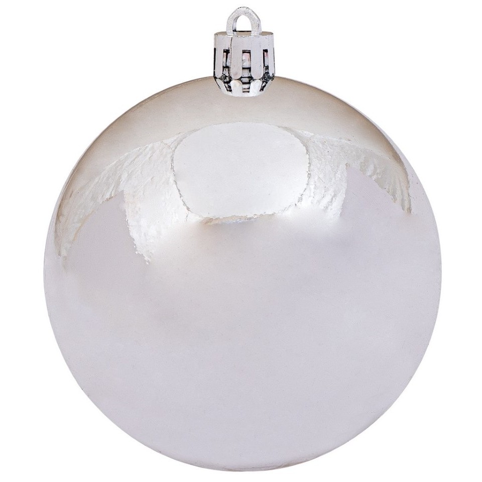 Ασημί Πλαστική Γυαλιστερή Χριστουγεννιάτικη Μπάλα 10cm / Σετ 4 τμχ