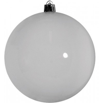 Λευκή Πλαστική Γυαλιστερή Χριστουγεννιάτικη Μπάλα 10cm / Σετ 4 τμχ