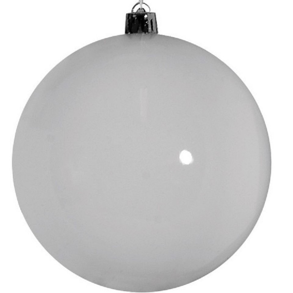 Λευκή Πλαστική Γυαλιστερή Χριστουγεννιάτικη Μπάλα 10cm