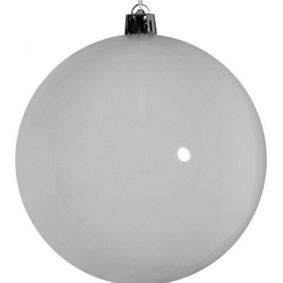 Λευκή Πλαστική Γυαλιστερή Χριστουγεννιάτικη Μπάλα 8cm / Σετ 6 τμχ