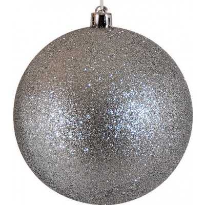 Ασημί Πλαστική Χριστουγεννιάτικη Μπάλα Διακόσμησης Με Γκλίτερ 20cm