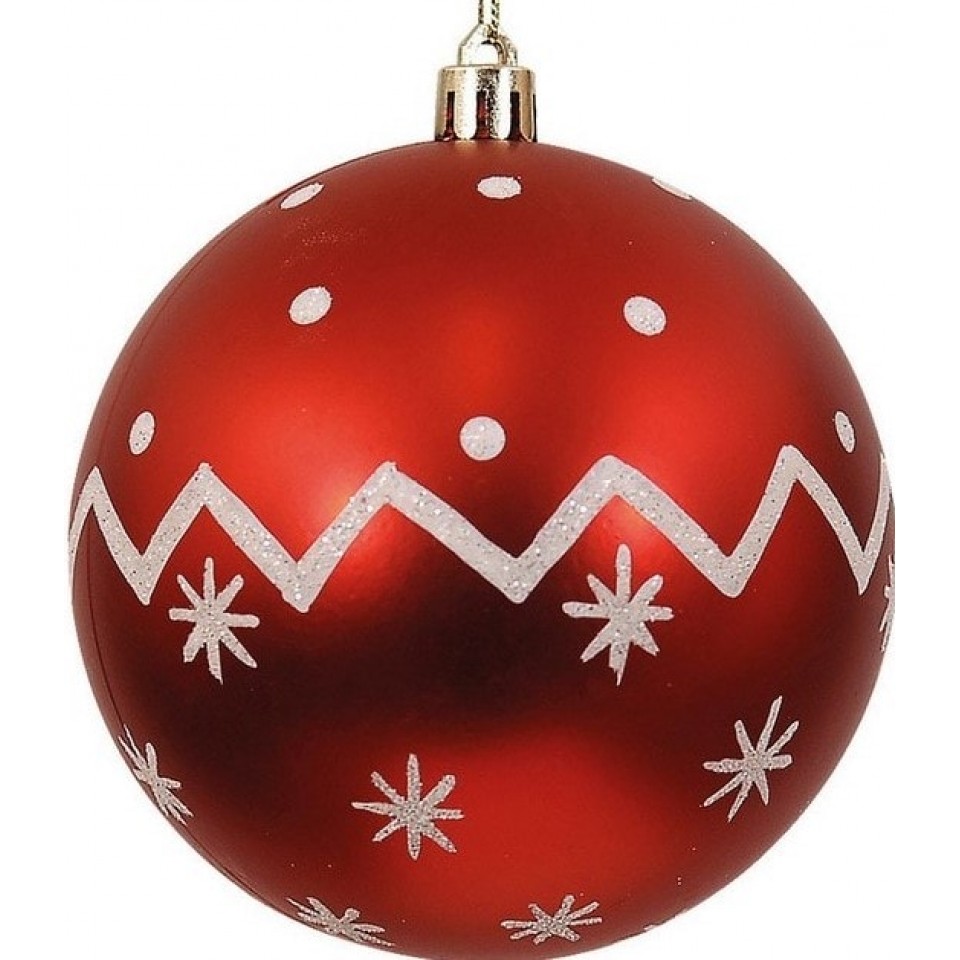 Κόκκινη Πλαστική Χριστουγεννιάτικη Μπάλα 8cm / Σετ 6 τμχ