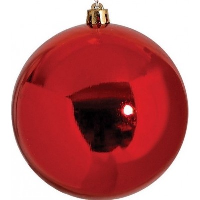Κόκκινη Πλαστική Γυαλιστερή Χριστουγεννιάτικη Μπάλα 8cm / Σετ 6 τμχ