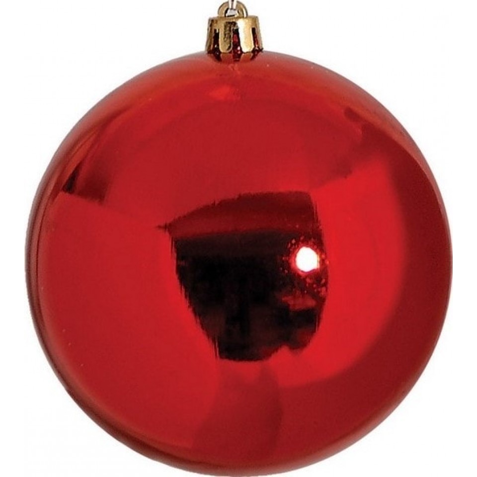 Κόκκινη Πλαστική Γυαλιστερή Χριστουγεννιάτικη Μπάλα 10cm / Σετ 4 τμχ