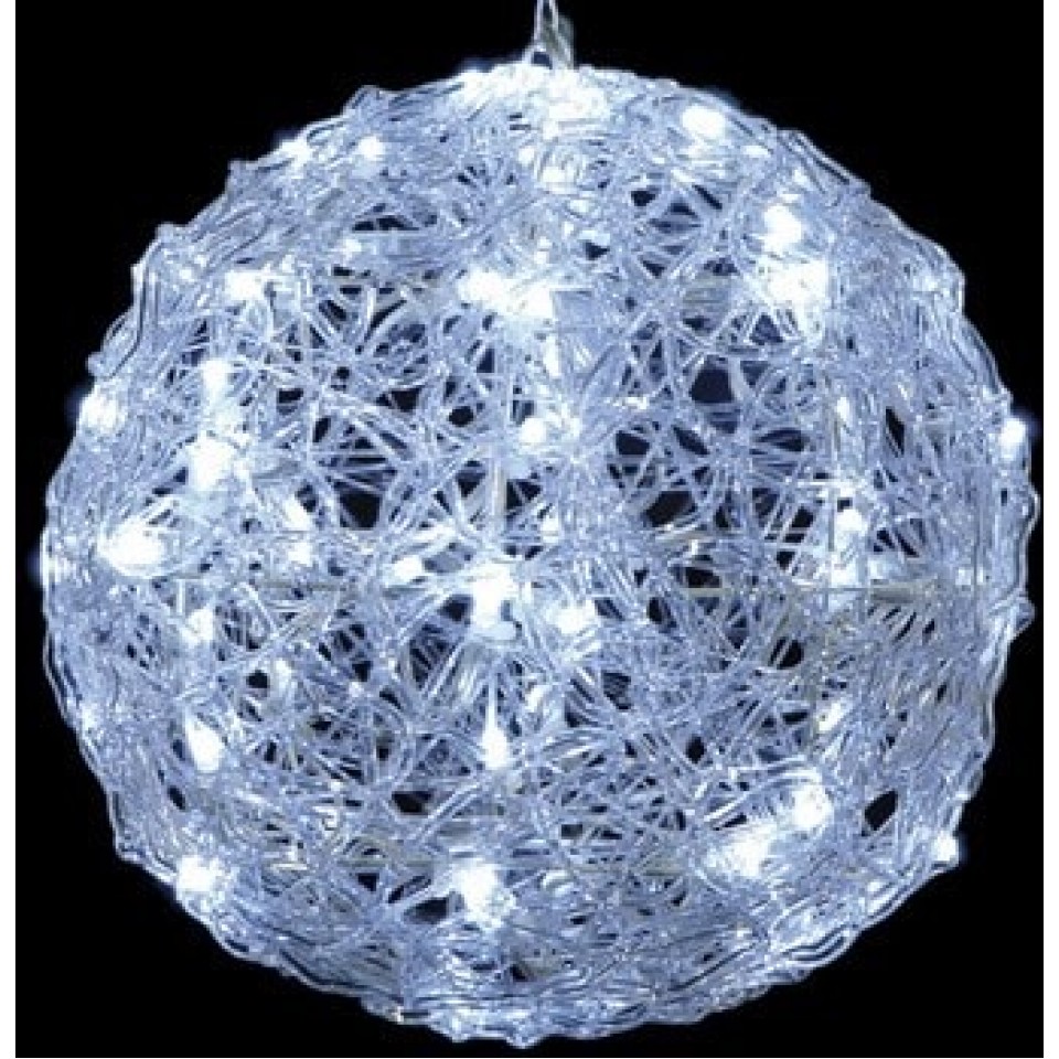 100LED Φωτιζόμενη Ακρυλική Μπάλα Με Ψυχρό Φωτισμό Και Μετασχηματιστή Ip44 35cm