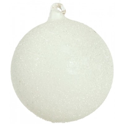 Λευκή Γυάλινη Χριστουγεννιάτικη Μπάλα 10cm